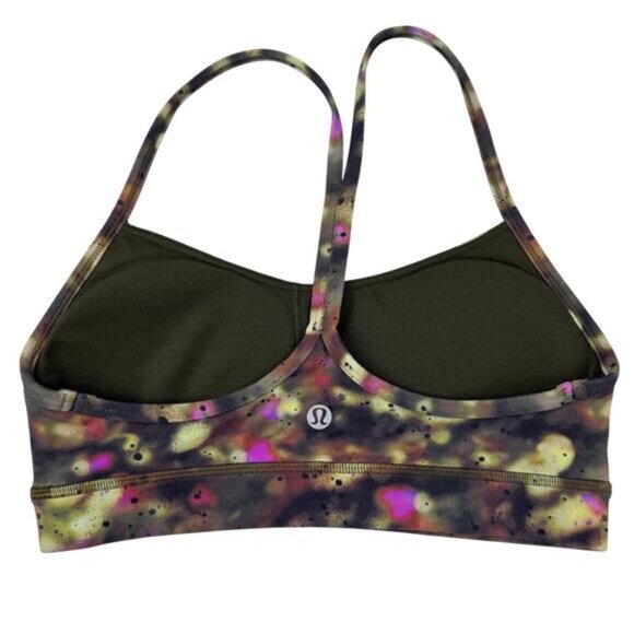 Lululemon Flow Y Nulu Bra In Soft Focus Splatter Green Multi Size 4 - Picture 4 of 6